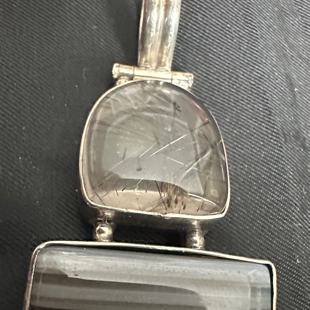 Artisan 925 Sterling Silver 925 Multi Stone Statement Pendant Boho - Picture 5 of 10